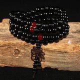 108 Beads 8mm Natural Sandalwood Buddhist Buddha Wood Prayer Beaded Knot black ebony Unisex Men Bracelets & Bangles for Women